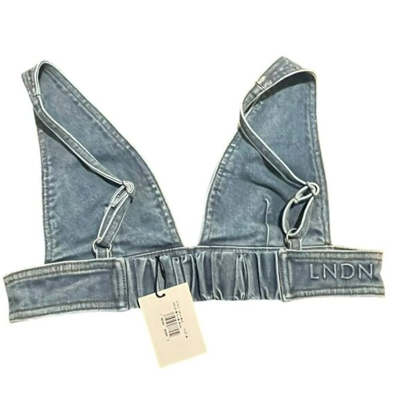 London Denim Triangle Bralette Top Medium Wash Size Medium NWT - Picture 3 of 5